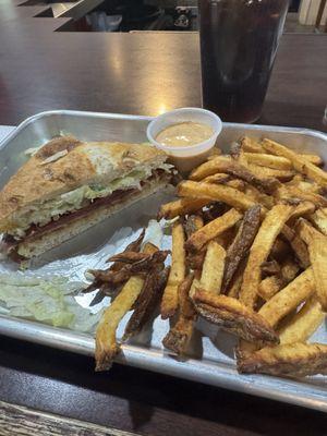 Sicilian sandwich and fresh cut fries