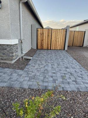 My exterior double gate, they installed pavers