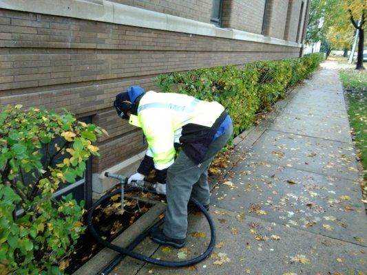 Exterior waterproofing an older brownstone building