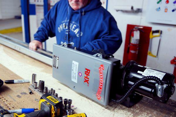 Overhead Door RHX commercial operator under maintenance by our certified repair crew -- built for durability and tested for safety