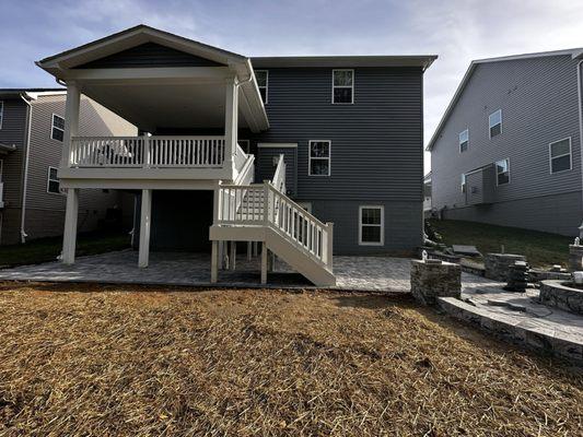 Deck extension, patio, & firepit