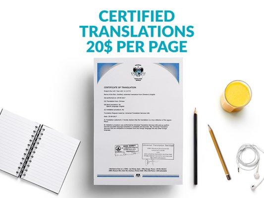 Certified Translation 20$ per page