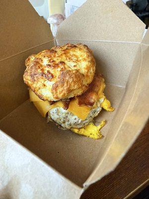 Breakfast biscuit with bacon