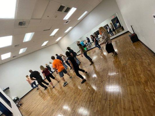 Our weekly line dance group classes are a fun way to learn the most popular dance style you'll come across at weddings, cruises, bars, etc.