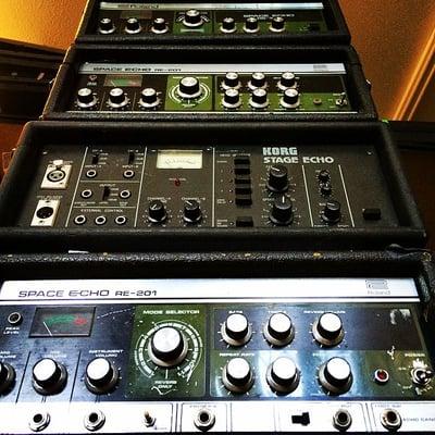 We love Tape Echos. Space Echos, Stage Echos, Echoplex, ALL OF THEM!