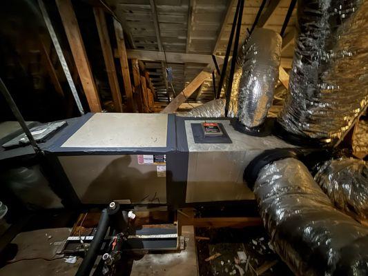 Collections from a unit with new ductwork, a high-power air purifier with carbon filters, and proper airflow balancing