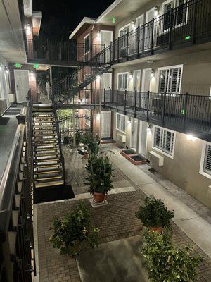 Interior courtyard at the Convention Center Inn & Suites.