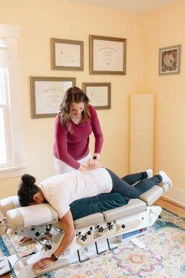 Pregnancy Chiropractic, with the use of special pillows moms can lay on their stomach
