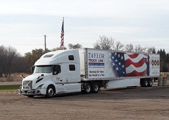 Taylor Truck Line Inc - Wreaths Across America Trailer/Proud sponsor