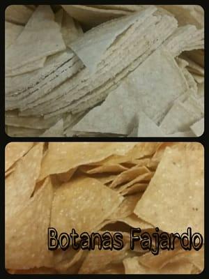 We use special tortillas that we get from the local tortilla factory to make our chips.