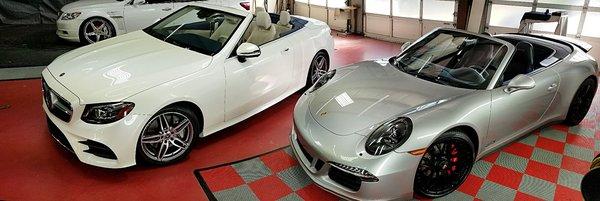 Porsche GTS & Mercedes E450 INSTALLED CLEAR BRA TO PREVENT ROCK Polished & Ceramic Coated Paint Protection NEVER WAX AGAIN!