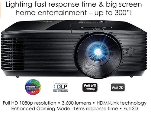 Optima HD146 High Performance Projector.
Great for gaming and 3D movies. Included in the packages