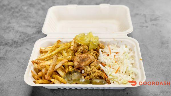 Build your Bowl with fries or rice, protein (Grilled Seasoned Chicken Breast) and toppings.