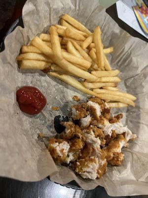 Kids chicken tenders with fries; homemade breading was really good