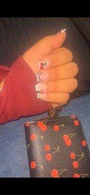 hello kitty x cherry French tip nails !