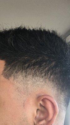 -Hairs sticking out from bottom -Lacks blending skills