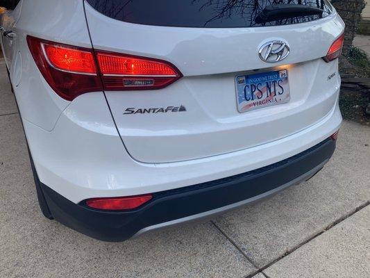 Hatchback painted; rear bumper repaired, painted and transparent scuff strip replaced.