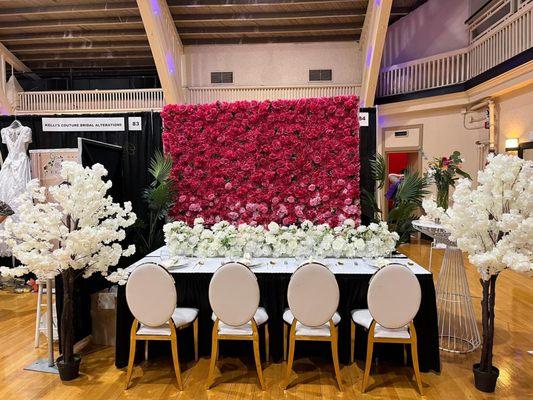 Beside table and chairs we also have flower wall cherry blossoms and table flower in our inventory