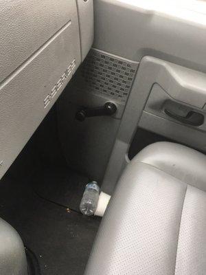 I realize this isn't a luxury vehicle, but GROSS. You also can't quite see the sticky coffee spill all over the cab.