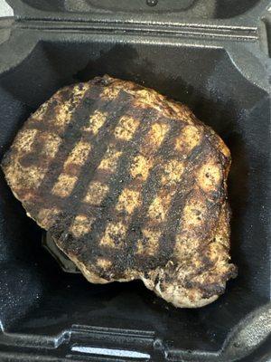 8oz at least! Perfectly grilled, great seasoning and deliciously moist