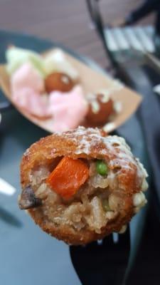 Asiancini cross section of weekly flavor: mushroom teriyaki