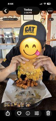 1lb burger an tots