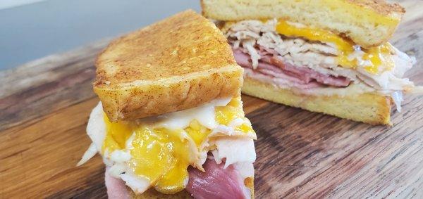 We offer a tasty array of breakfast options including our French toast breakfast sandwich.