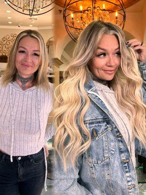 Hair extension before and after