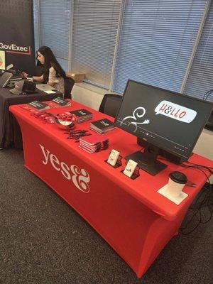 Yes& Booth set up at an event.