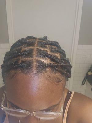 Freshly done and frizzy already. I used braid formula mousse to help with fly aways. Neatbraid gel wouldn't have it frizzy.