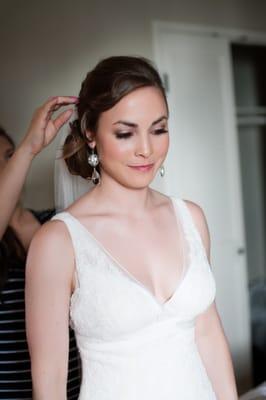 Lashes are perfect for a bride. Lashes and make up by Kimberly Rierson.