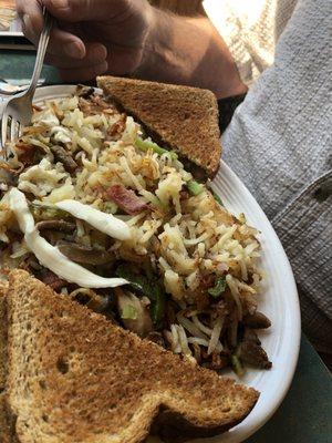 Loaded hash browns without cheese.... Mayo added by my dad. 10/10 would get again