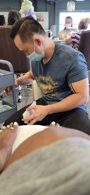 Do not let this man any where near your feet. He doesn't know what he is doing and he doesn't care if your not satisfied.