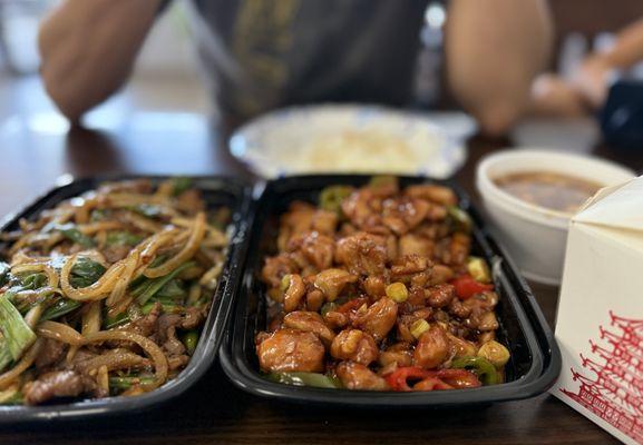 mongolian beef and kong pao chicken!