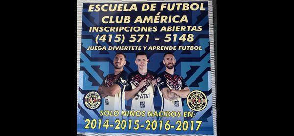 This store runs the official school of el Club America.Best Team in Mexico.