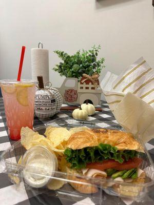 Turkey Croissant | Strawberry Lemonade