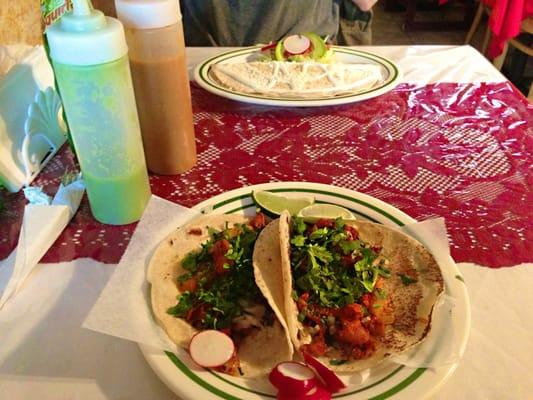 Quesadilla Oaxaca & Al pastor tacos