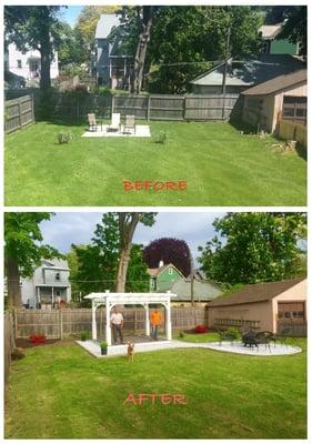Before and After backyard by Brothers Landscaping