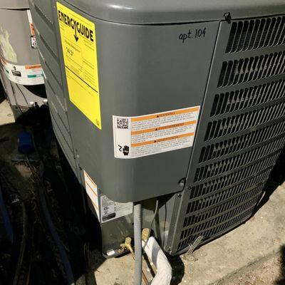 Elevate your comfort! New 3 ton Goodman Heat Pump at condo. Contact for tailored HVAC solutions. #HVACUpgrade #GoodmanPerformance