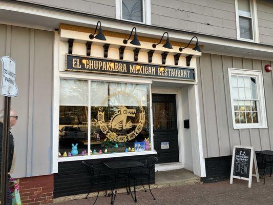 New signage at entrance and window art