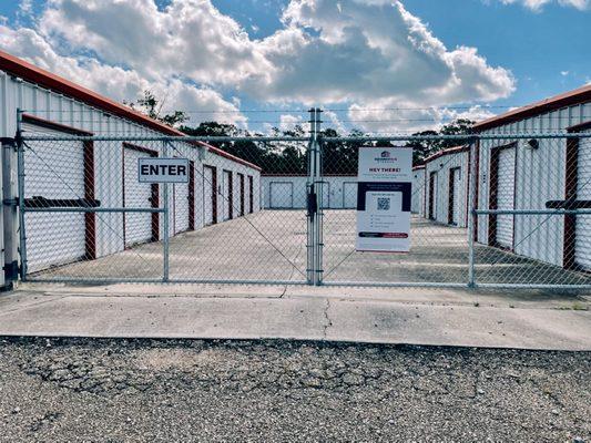 Gated and secure self storage facility.