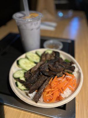 Grilled pork rice bowl $13