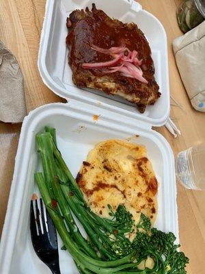 Ribs, sweet potato mash. Delicious