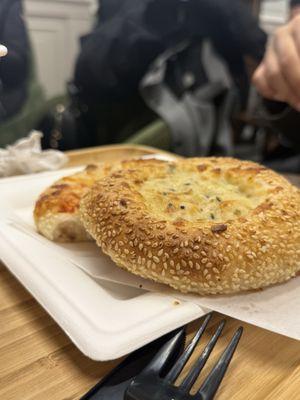 White cheese & black seed pastry & vegetarian pizza pastry