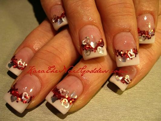 Valentine's Day Acrylic Nail Art by Kara The Nail Goddess