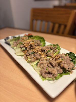 THAI LETTUCE WRAPS WITH PORK OR BEEF
(Larb Northern Style)