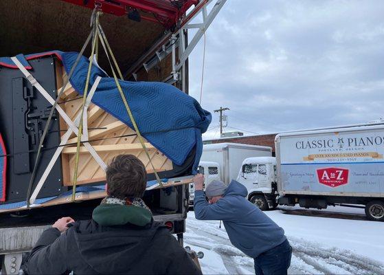 Our expert piano movers in Portland loading up a Grand for delivery.