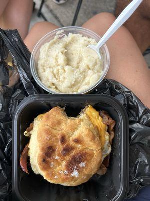 BEC biscuit and grits