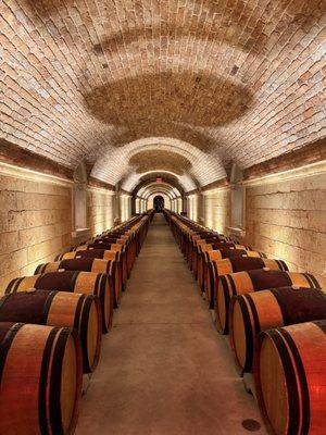 Barrels. Lots of barrels of delicious wine.