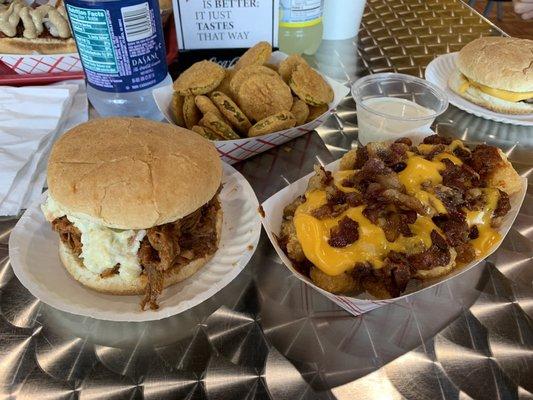 Pulled pork special along with deep fried pickles and loaded tater tots!! AMAZING!!